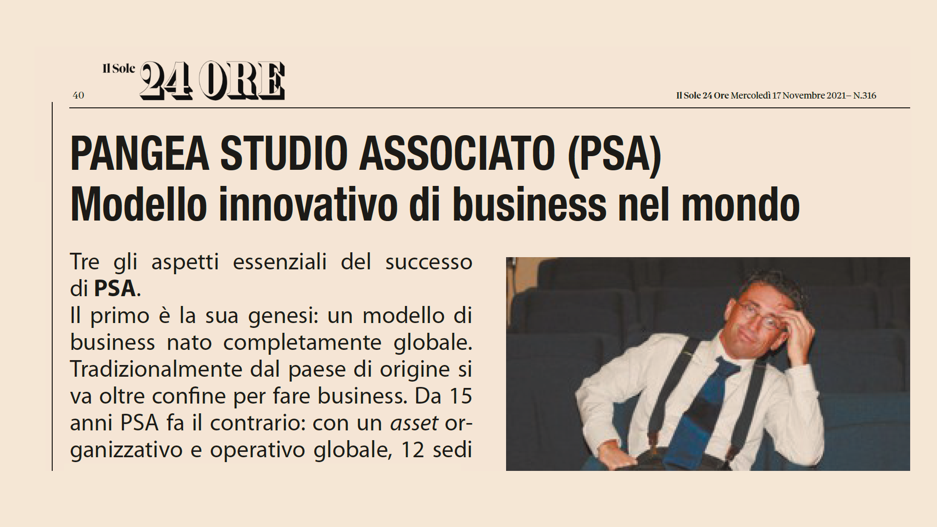 PSA Sole24Ore Modello innovativo business mondo